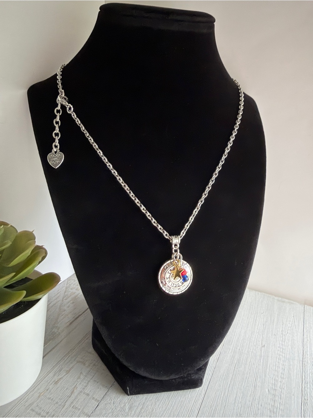 US Coast Guard Orange Red & Blue Necklace 18-20"- Handmade, Hero Gift, USCG Gift